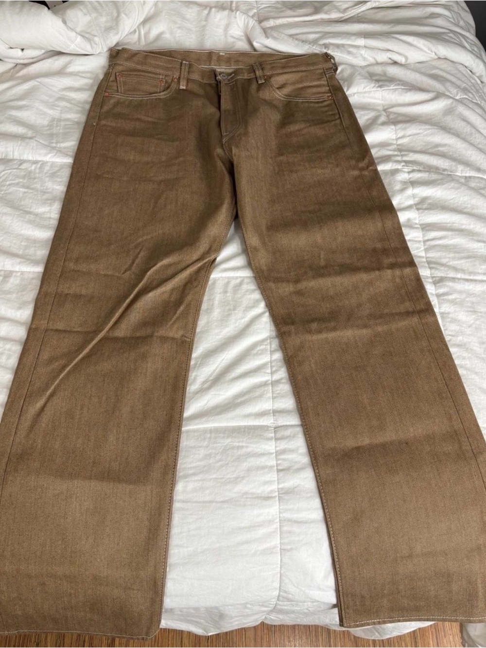Levi's Khaki 501 Straight Leg Jeans